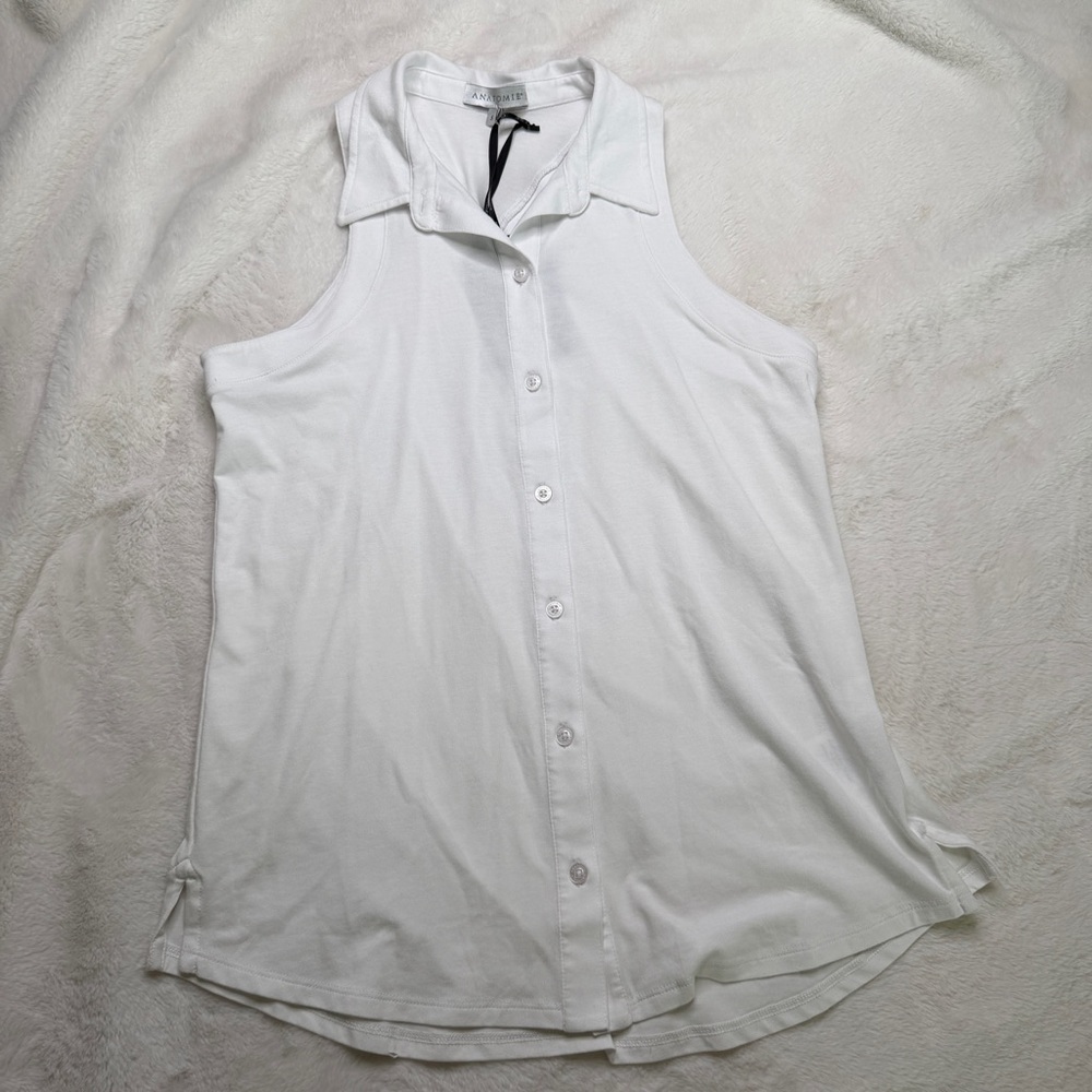 Anatomie Elise Sleeveless Button Down Travel Top White S NWT - Picture 3 of 9
